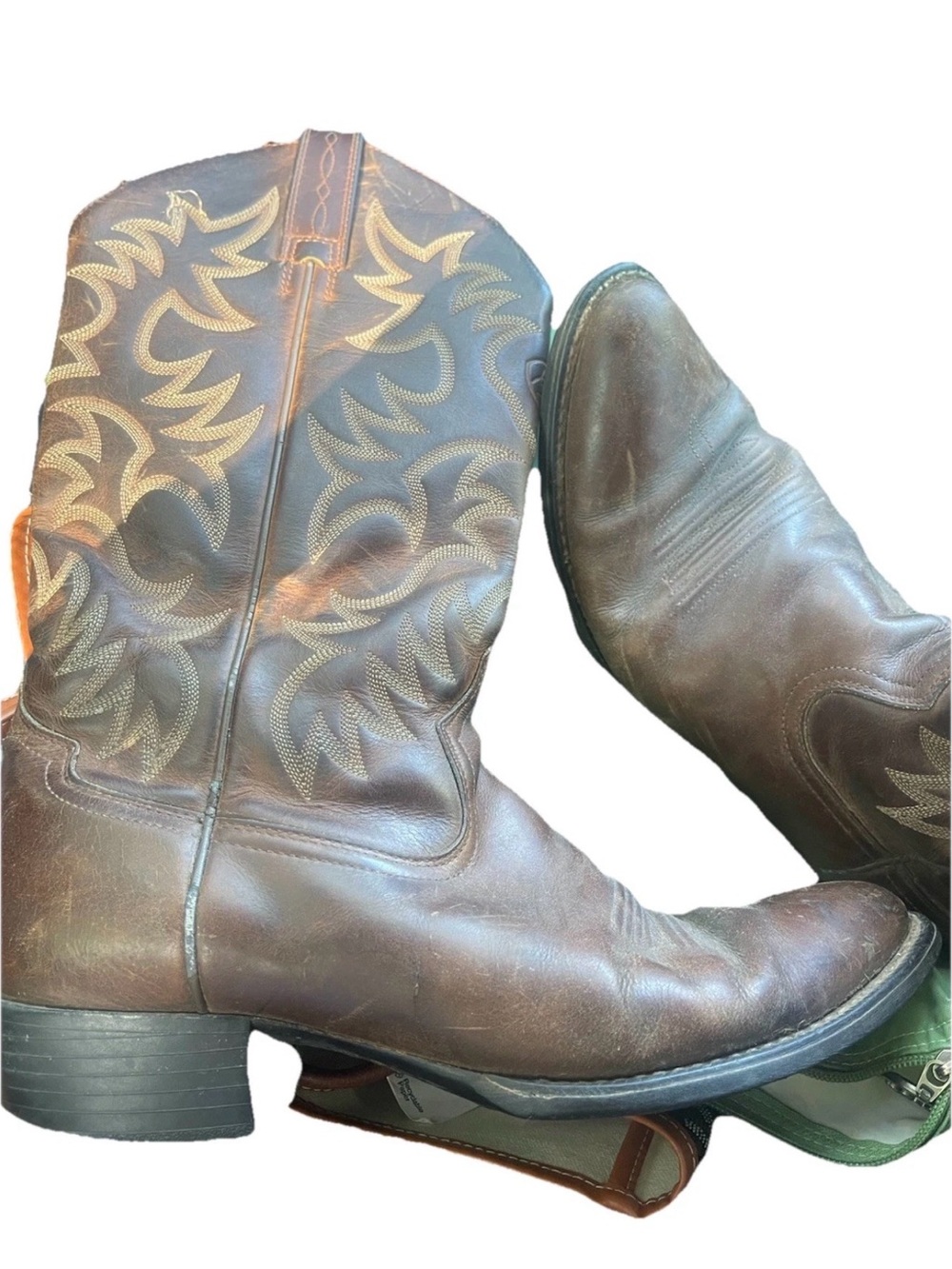 Ariat Mens 11.5D Brown Leather Western Cowboy Boots Rugged Square Toe